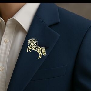 Silver Horse Lapel Pin Brooch Stainless Steel